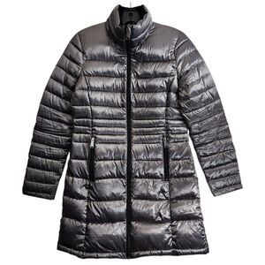 ANDREW MARC Jacket Womens Small/CH Gray Puffer Down Packable Lightweight Hooded